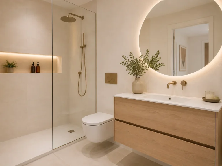 Baño reformado en proyecto de reforma integral en Bormujos