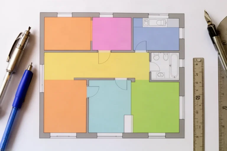 Plano de vivienda con zonas marcadas para organizar una reforma por fases